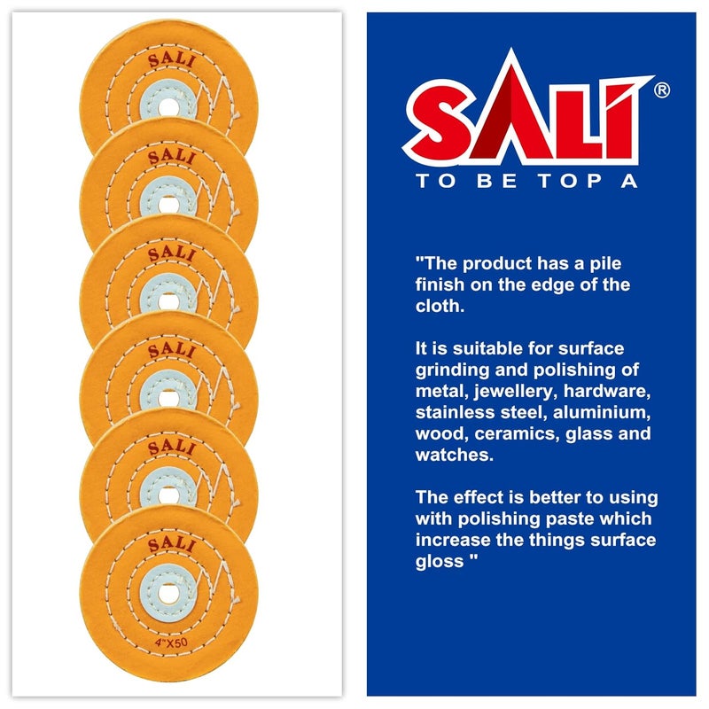 SALI 6 Pack Polishing Wheel for Bench Grinder Buffing Wheel 4 inch Yellow Cotton (50 Ply) for Buffer Polisher Coarse Polish Pad with 1/2 Inch Arbor Hole - Image 3